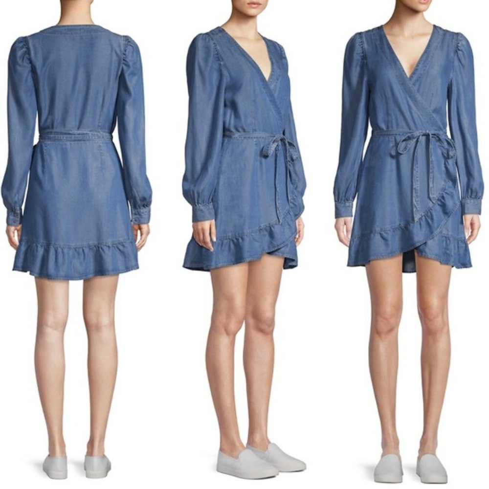 Paige Kendry Denim Wrap Dress NWT - Picture 3 of 13
